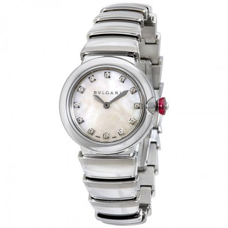 Bvlgari LVCEA White Mother of Pearl Diamond Dial Ladies Watch 102196 - Lvcea - Bvlgari - Watches - Jomashop