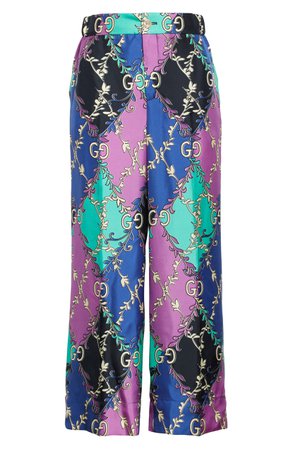 Gucci Rhombus Print Silk Pajama Trousers | Nordstrom