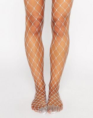 ASOS DESIGN oversized fishnet tights in white | ASOS