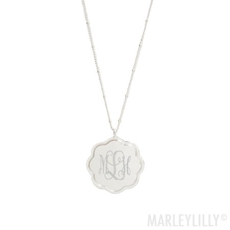 Monogrammed Scalloped Pendant Necklace