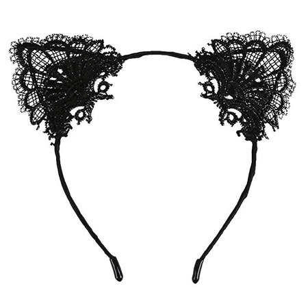Amazon.com: DreamLily Lace Cat Ears Hair Band Fancy Dress Headpiece with Chorker Necklaces Set MD-02 (2 Pack Black+White Lace): Clothing