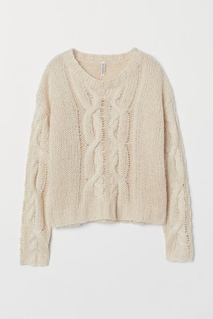 Cable-knit Sweater - Beige - Ladies | H&M US