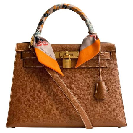 HERMÈS, Kelly 28 in brown leather For Sale at 1stDibs