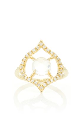Nectar 18K Gold Diamond And Moonstone Ring by ARK | Moda Operandi