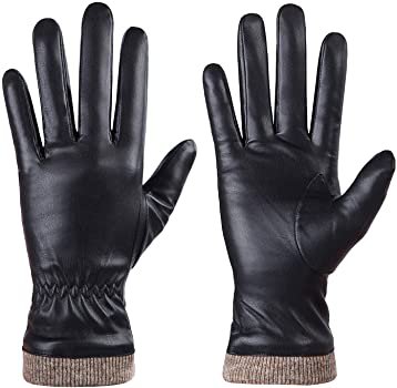 Winter Leather Gloves for Women, Wool Fleece Lined Warm Gloves, Touchscreen Texting Thick Thermal Snow Driving Gloves by REDESS : Clothing, Shoes & Jewelry