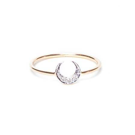 Diamond Crescent Moon Ring - i and i Jewellery Ltd