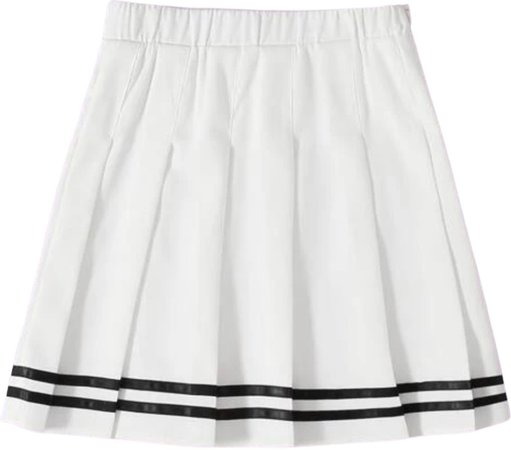 White Pleated Skirt with Stripes