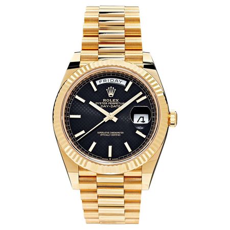 Rolex Day-Date 40 Yellow Gold Black Diagonal Dial 228238 '2022' For Sale at 1stDibs