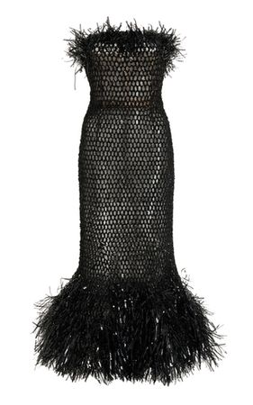 Fringe-Trimmed Embroidered Midi Dress By Oscar De La Renta | Moda Operandi