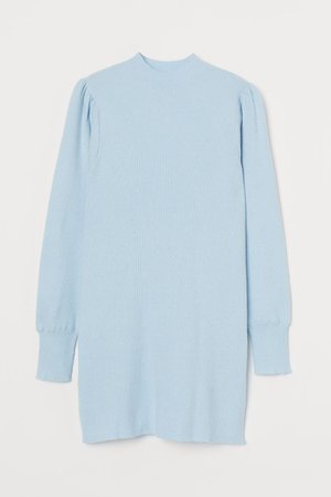 Ribbed knit Dress - Light blue - Ladies | H&M US