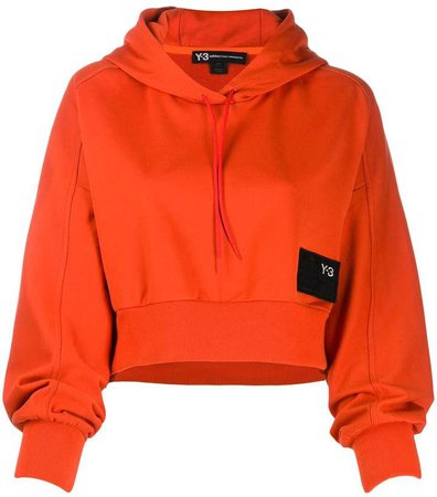 logo-patch cropped hoodie