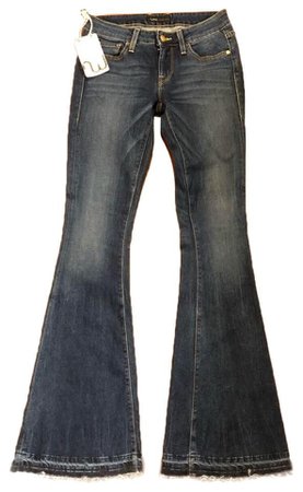 low rise flair dark wash jeans