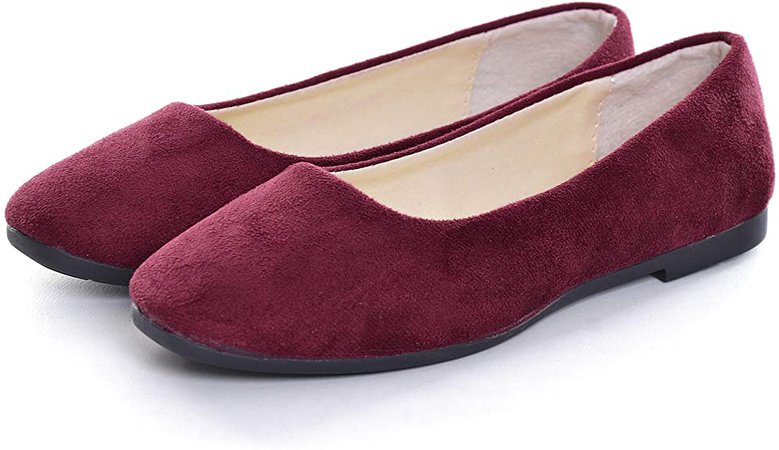 Amazon.com | Hee grand Women's Pointy Toe Slip On Solid Comfortable Ballet Shoes Square Mouth Flats Shoes | Flats