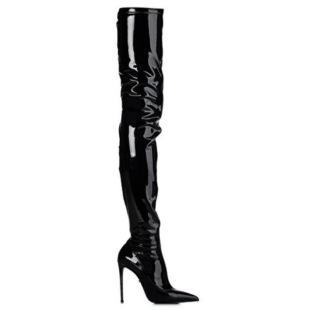 THIGH HIGH BOOT 120 mm | Black vegan leather boot | Le Silla