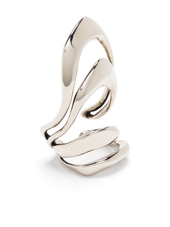Shop silver Alexander McQueen sculptural armour ring with Express Delivery - Farfetch