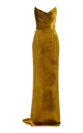 Draped Silk-Velvet Gown By Marchesa | Moda Operandi