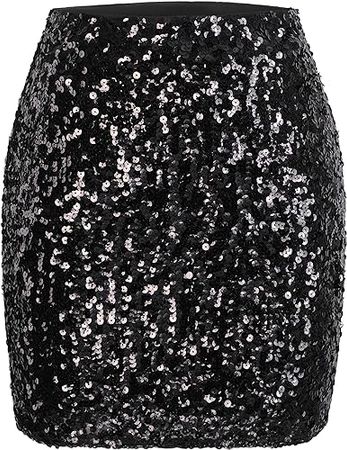Amazon.com: MANER Women's Sequin Skirt Sparkle Stretchy Bodycon Mini Skirts Night Out Party : Clothing, Shoes & Jewelry