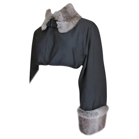 Jean Paul Gaultier Fur Trim Crop Jacket For Sale at 1stDibs