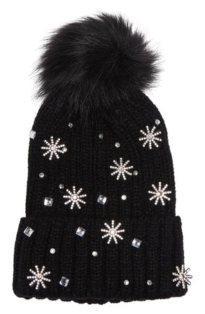 BP. Crystal Constellation Beanie with Faux Fur Pom | Nordstrom