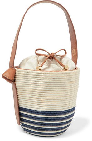 Cesta Collective - Lunchpail Leather-trimmed Woven Sisal Bucket Bag