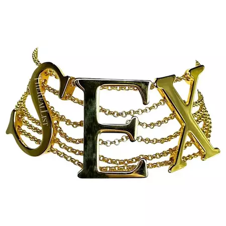S/S 2003 Dolce and Gabbana 'Sex and Love' Runway Gold SEX Choker Necklace For Sale at 1stDibs | seksi necklace