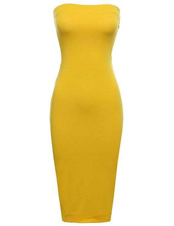 Made by Emma Women's Sexy Comfortable Tube Top Body-Con Midi Dress in at Amazon Women’s Clothing store: