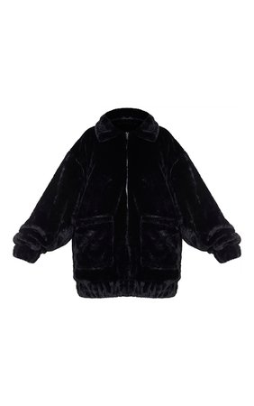 Plus Black Pocket Front Faux Fur Coat | PrettyLittleThing USA