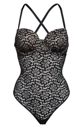 Black Bow Molly Underwire Thong Bodysuit | Nordstrom