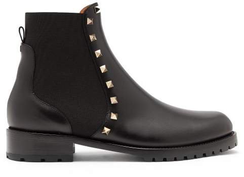 Rockstud Beatle Leather Chelsea Boots - Womens - Black