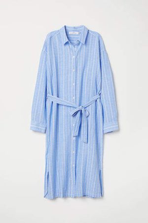 Cotton-blend Shirt Dress - Blue
