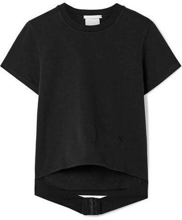Cutout Cotton-jersey T-shirt - Black