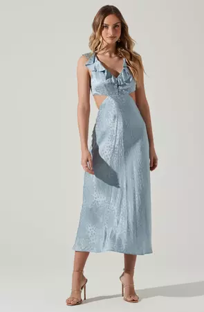 Nyla Satin Side Cutout Lace Up Midi Dress – ASTR The Label