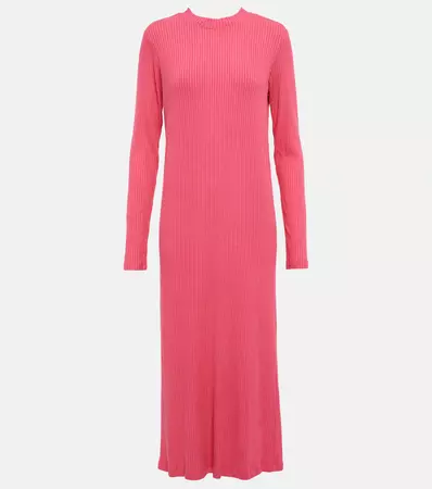 Ember Ribbed Knit Midi Dress in Pink - Velvet | Mytheresa