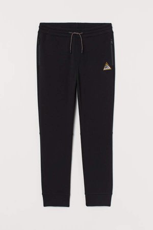 Joggers with Fabric Applique - Black
