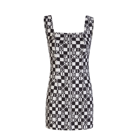 Fiorucci Black/White Monogram Checkerboard Mini Dress