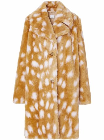 Burberry deer-print faux-fur coat - FARFETCH