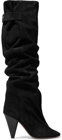 Lacine Suede Knee Boots - Black