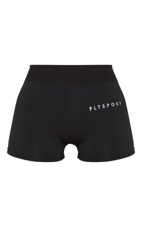 Prettylittlething Black Sport Ribbed Waist Shorts | PrettyLittleThing USA
