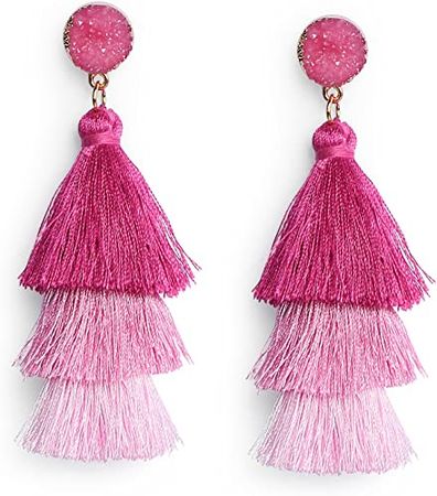 Amazon.com: Pink Ombre Tassel Dangle Earrings for Women Girls Valentine Day Gift, Cute Lightweight Statement Light Pink Drop Earrings Stud for Girlfriend Wife Mom Birthday Party: Clothing, Shoes & Jewelry