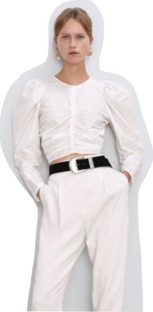 white crop long sleeve shirt