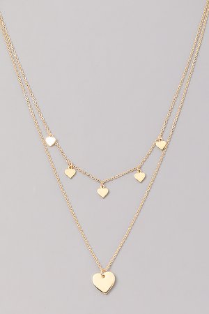 layers of heart gold necklace
