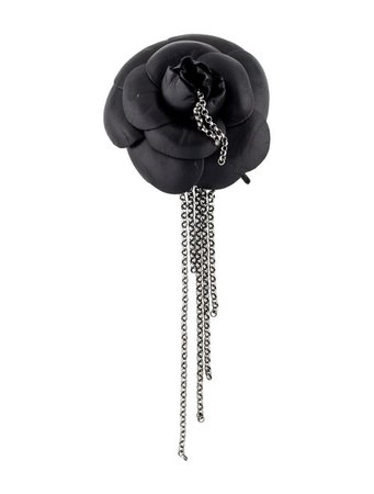 Chanel Vintage Leather Chain-Link Camellia Brooch - Brooches - CHA291763 | The RealReal