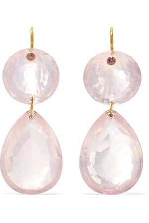 Marie-Hélène de Taillac | 22-karat gold, quartz and sapphire earrings | NET-A-PORTER.COM