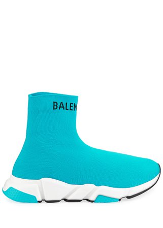Balenciaga Men's Hi Speed Knit Sock Sneakers, Blue - Bergdorf Goodman