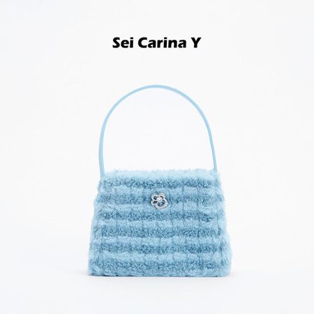 Sei Carina Y, the goddess of the moon, Phoebe flower buckle handbag new European and American niche solid color fur bag