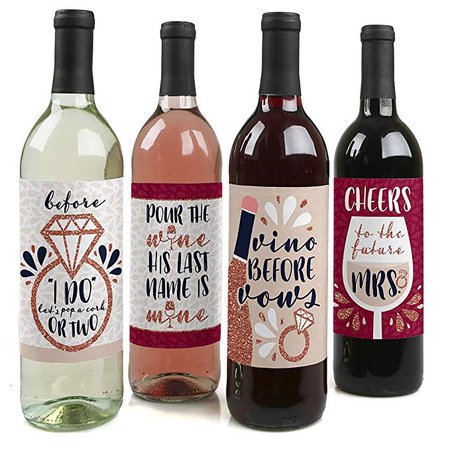 Amazon.com | Vino Before Vows - Winery Bridal Shower or Bachelorette Party Decorations for Women and Men - Wine Bottle Label Stickers - Set of 4: Bar Tools & Drinkware