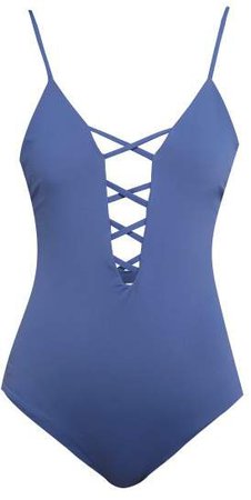 Siona Cut Out Swimsuit - Womens - Blue
