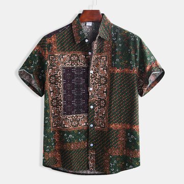 mens ethnic style pattern printing casual fashion shirts at Banggood