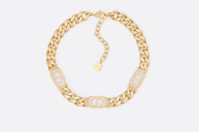 30 Montaigne Necklace Gold-Finish Metal and White Crystals | DIOR