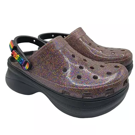 Crocs Classic Bae Glitter Womens 8 Platform Clog LGBTQ Pride Casual Walking | Mercari